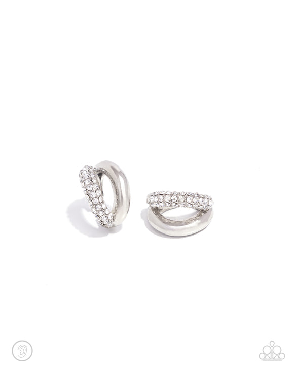 Sizzling Spotlight - White Cuff Earring