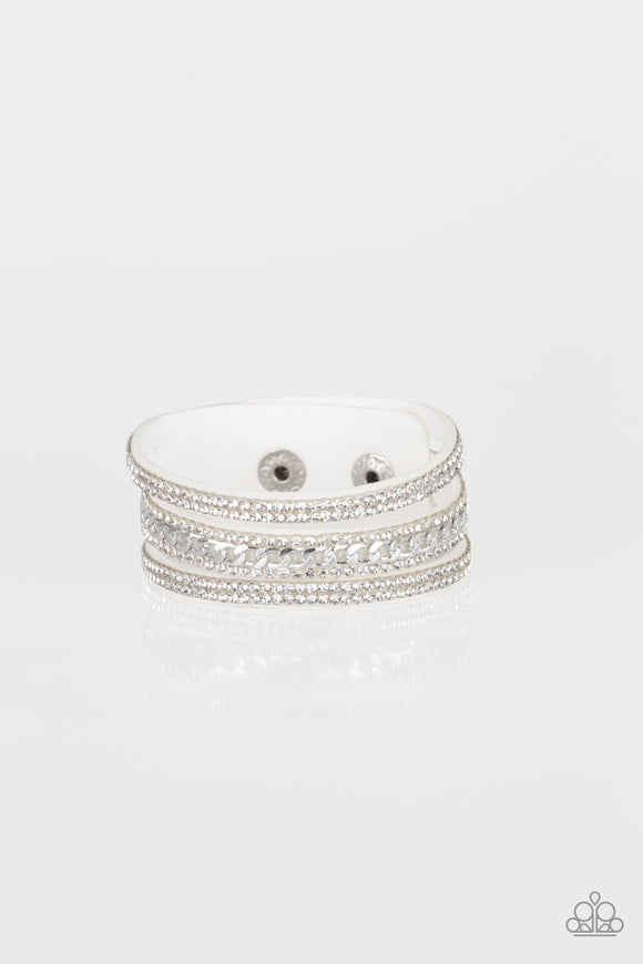 Rollin In Rhinestones - White Bracelet