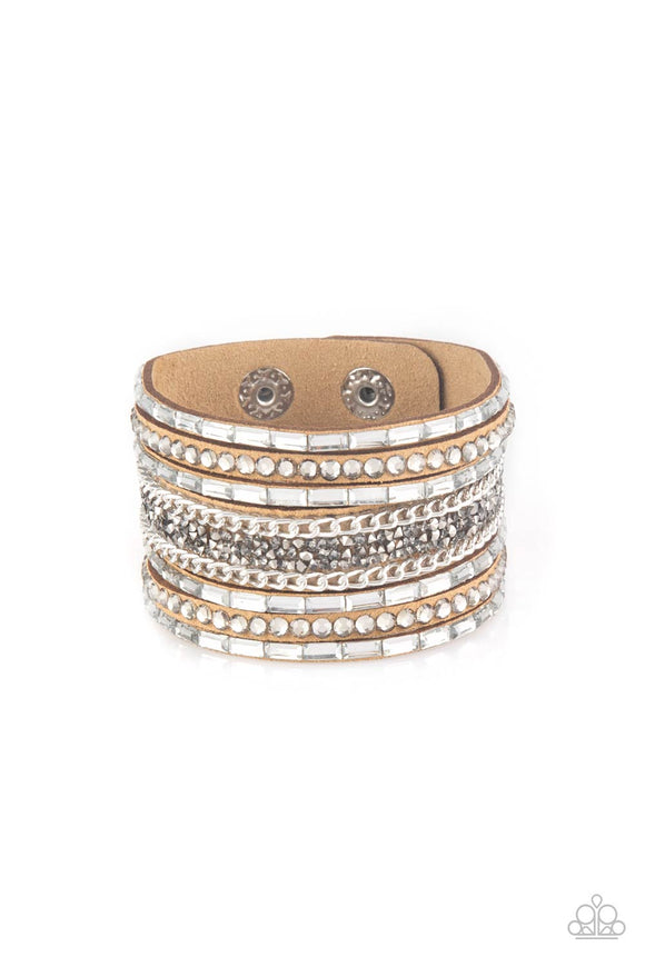 Rhinestone Rumble - Brown Wrap Bracelet