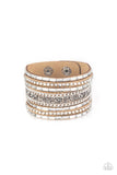 Rhinestone Rumble - Brown Wrap Bracelet