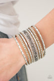 Rhinestone Rumble - Brown Wrap Bracelet