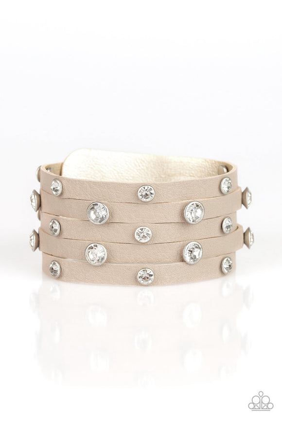 Rhinestone Reputation - Brown/Tan Bracelet