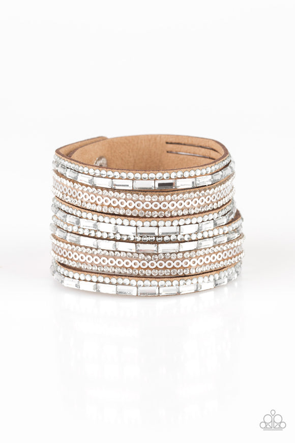 A Wait-and-SEQUIN Attitude - Brown/Tan Bracelet