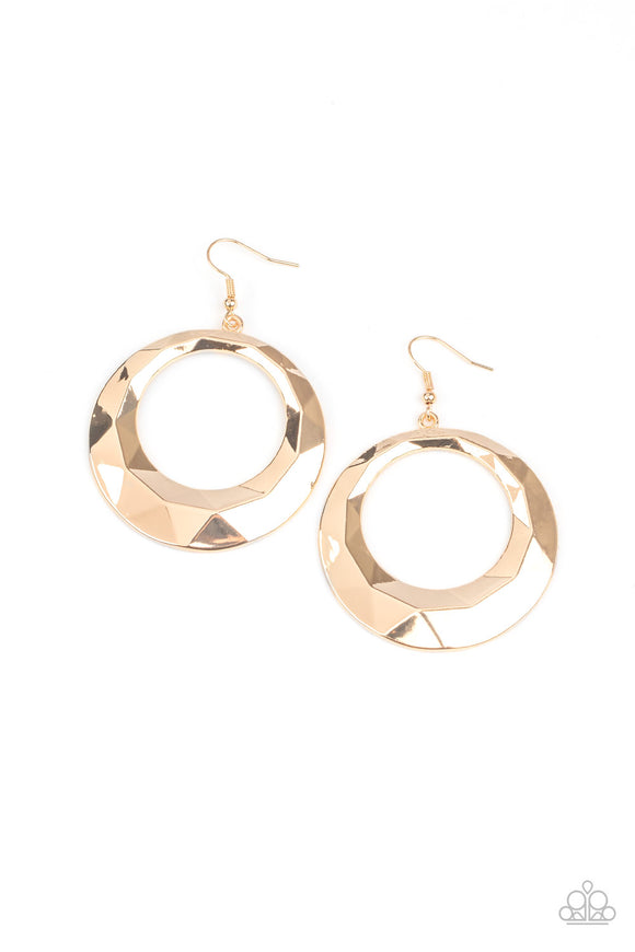 Fiercely Faceted - Gold Earrings