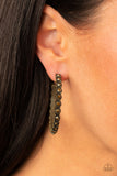 Rhinestone Studded Sass - Brass Earrings