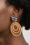 Whimsically Wicker - Brown Clip-on Earrings