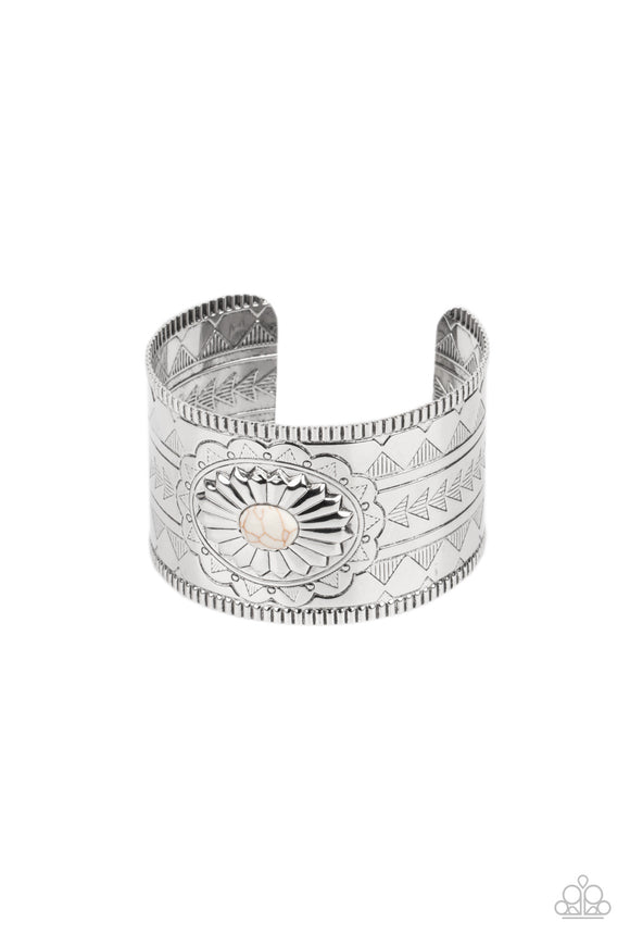 Aztec Artisan - White Cuff Bracelet