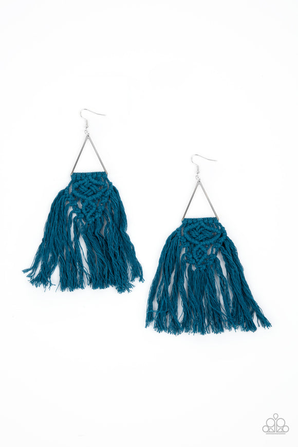 Modern Day Macrame - Blue Earrings