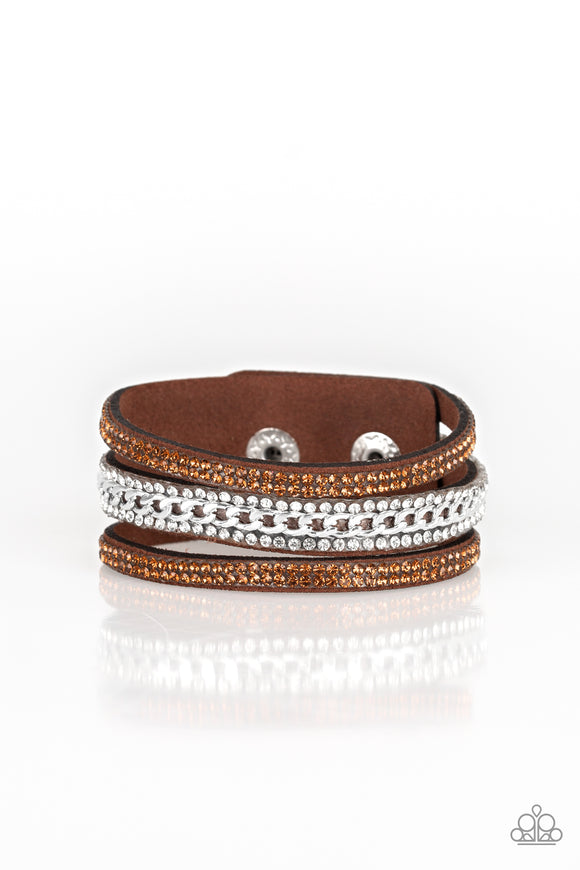 Rollin In Rhinestones - Brown Bracelet