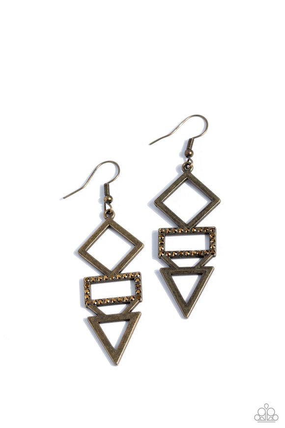 Glamorously Geometric - Brass Earring