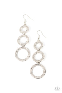 Shimmering in Circles - White Earring