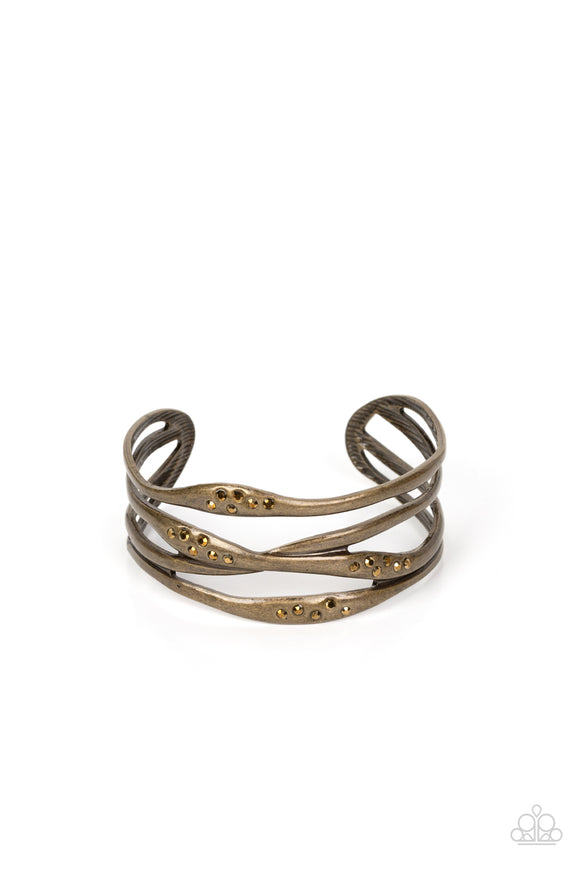 Line It Up - Brass Cuff Bracelet