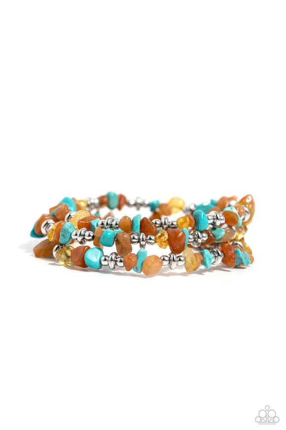 Stacking Stones - Orange / Turquoise Bracelet