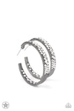 GLITZY By Association - Gunmetal w/White Hoop Earring