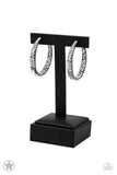 GLITZY By Association - Gunmetal w/White Hoop Earring